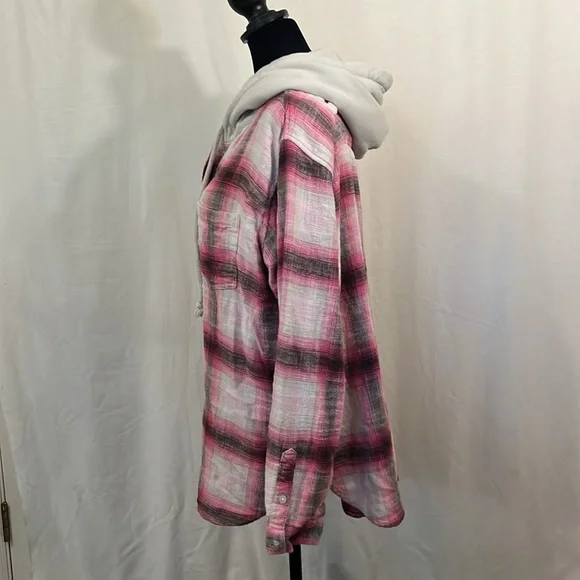 **2/$18** AEO Oversized Hooded Flannel - Size Medium - Picture 2 of 10